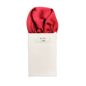 トラッド 日本製 形態安定ポケットチーフ 無地サテン織り×レッド