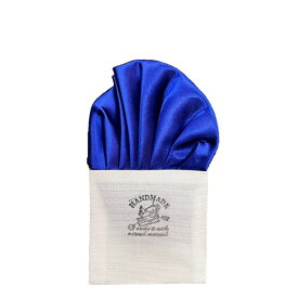 トラッド 日本製 形態安定ポケットチーフ 無地サテン織り織×ブルー