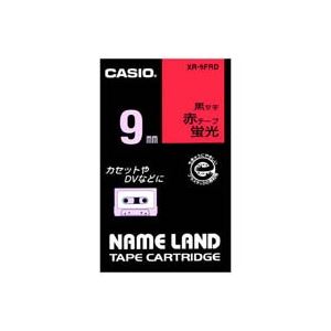 (業務用50セット) カシオ CASIO 蛍光テープ XR-9FRD 赤に黒文字 9mm