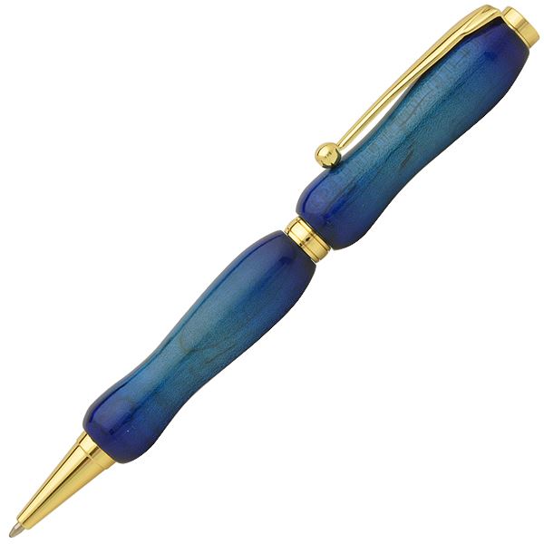 キャンディカラー ボールペン/文房具 【Blue カーリーメイプル】 クロスタイプ 芯：0.7mm 日本製 文具 『Air Brush Wood Pen』のサムネイル
