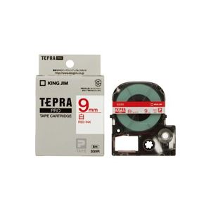 (業務用50セット) キングジム テプラPROテープ/ラベルライター用テープ 【幅：9mm】 SS9R 白に赤文字