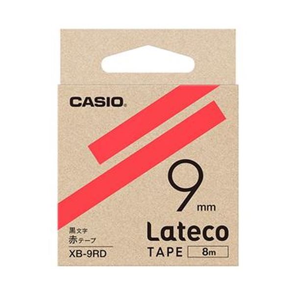 （まとめ）カシオ ラテコ 詰替用テープ9mm×8m 赤/黒文字 XB-9RD 1個【×20セット】：DECO MAISON