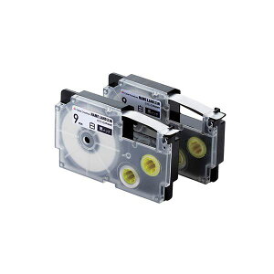 (まとめ) エレコム ネームランド用互換テープ/白/黒文字/8m/9mm幅/2個パック CTC-CXR9WE-2P 【×2セット】