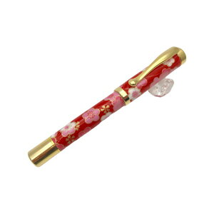 日本製 万年筆 /文房具 【梅と青海波 赤色】 美濃和紙 友禅紙 文具 オフィス用品 ステーショナリー