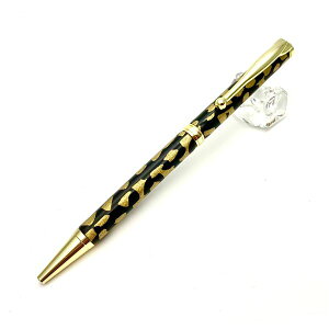 日本製 ハンドメイド ボールペン/文房具 【金箔変り玉・黒金】 クロスタイプ 芯:0.7mm 美濃和紙 友禅紙 文具 オフィス用品