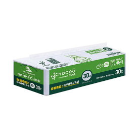 （まとめ）日本サニパック nocoo容量表記ごみ袋 スマートキューブ 白半透明 30L CHT35 1パック(30枚)【×10セット】