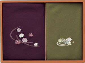 洛北 刺繍入り二巾風呂敷&金封包み 紫/利久 250-50B ギフト 贈り物 プレゼント お中元 お歳暮 お祝い