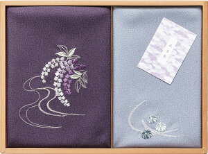 洛北 刺繍入り二巾風呂敷&刺繍入り金封包み 紫 H018B ギフト 贈り物 プレゼント お中元 お歳暮 お祝い