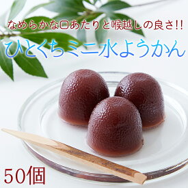 【お徳用】 ひとくち ミニ水ようかん 50個 なめらかな口あたりと喉越しの良さ!! 冷やして　夏 おやつ お菓子 デザート 小分け 一口サイズ 食品添加物不使用 水ようかん