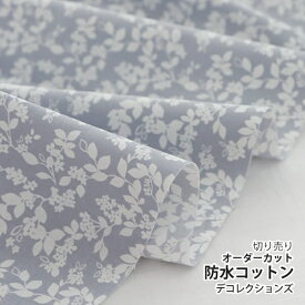 ★5/2まで★生地 布 入園入学 北欧風防水コットン/幅107cm≪ branche ≫【10cm単位販売】【葉】【ナチュラル】【北欧】【モダン】【水色】ブランシュ おしゃれ かわいい デコレクションズオリジナル 韓国