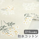 ★8/12 8:59まで★生地 布 入園入学 北欧風 防水コットン/幅107cm ≪ Lace flower - lace flower ≫ 【10cm単位販売】【花】【葉】【ナチュラル】【ベージュ】 レースフラワー 花柄 キッズ 透湿 はっ水 おしゃれ かわいい 韓国