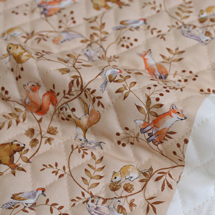 楽天市場 レシピ付 生地 布 入園入学 北欧風キルティング 幅104cm On The Tree Beige 10cm単位販売 女の子 動物 ベージュ オンザツリー リス クマ キツネ ウサギ おしゃれ かわいい デコレクションズ 生地 布地