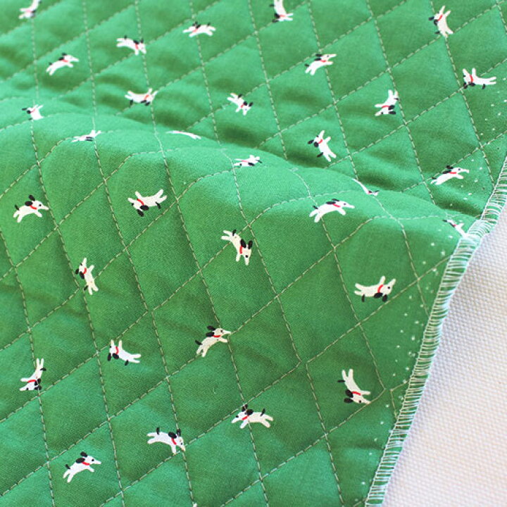 楽天市場 10 Offクーポン対象 レシピ付 生地 布 入園入学 北欧風キルティング 幅106cm Park Happy Dog 10cm単位販売 男の子 動物 北欧 ポップ 緑 犬 キッズ コットン 北欧風 おしゃれ かわいい デコレクションズ 生地 布地
