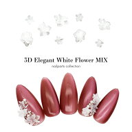 ネイルパーツ 3DエレガントホワイトフラワーMIXパーツ 10個入り ジェルネイル 耳つぼ