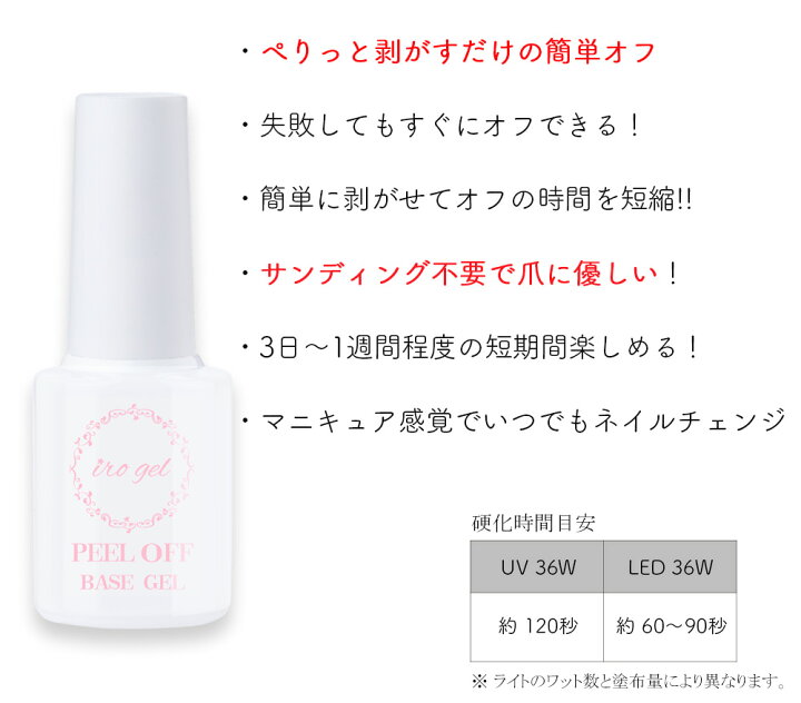 楽天市場 Irogel ピールオフベースジェル 剥がせるベースジェル ジェルネイル ネイル ジェル おうち時間 ジェルネイル ネイル タウン ｎａｉｌｔｏｗｎ