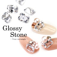 ラインストーン ジルコニア製 グロッシーストーン(Glossy stone) レクタングル クリスタル ネイルパーツ …
