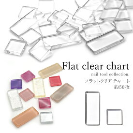 ネイルツール フラットクリアカラーチャート [スクエア / レクタングル] 約50枚入り ガラス カボション カラーチャート ジェルネイル