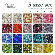 お得な5サイズセット 高品質ガラス製 ラインストーン SHINY CRYSTAL シャイニークリスタル カラー品番1〜…