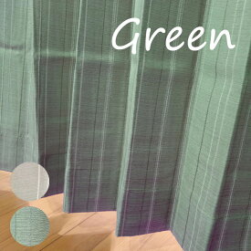 （2枚組）形状記憶 遮光ドレープカーテン 幅100×丈200cm グリーン/ベージュ