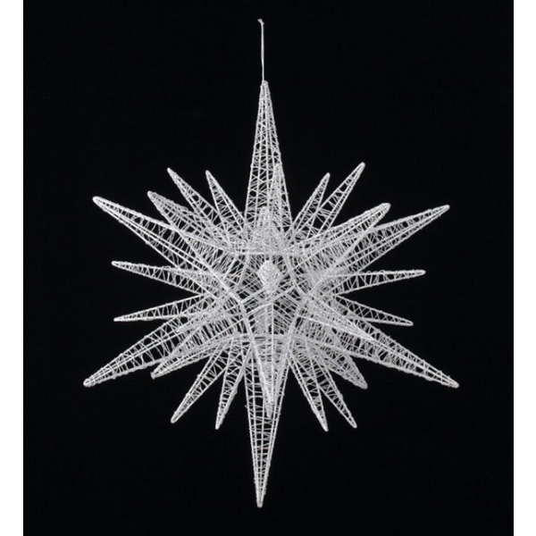 60cmワイヤースパイクスター(グリッター)(ホワイト)(OXM1136LWH)[クリスマス デコレーション 飾り オーナメント  ワイヤースパイクスター 星 スター] | デコレーションラボ