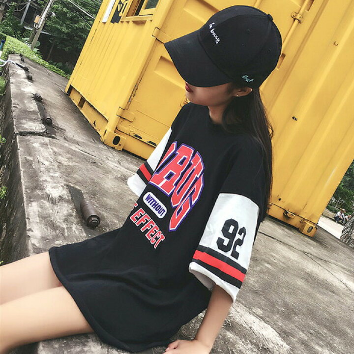 楽天市場 即納あり Tシャツ 配色 カレッジロゴ ナンバー プリント ビッグシルエット 半袖 カットソー トップス ユニフォーム ダンス 衣装 ヒップホップ コスチューム 韓国ファッション 大きいサイズ 個性的 服 ダンス衣装decorative