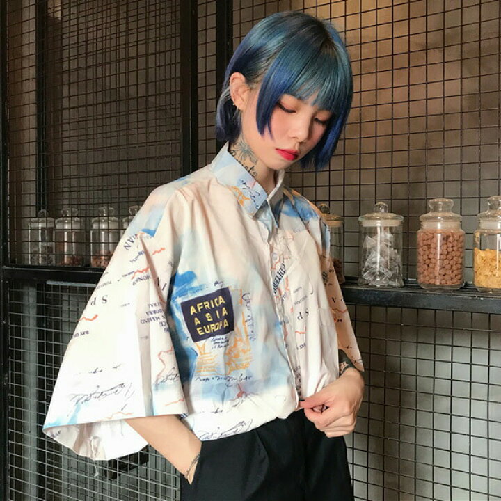 楽天市場】柄シャツ シャツ レディース 長袖 おしゃれ オーバーサイズ 