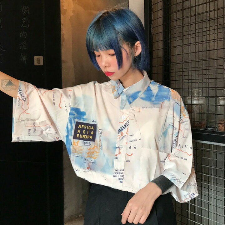 楽天市場】柄シャツ シャツ レディース 長袖 おしゃれ オーバーサイズ 