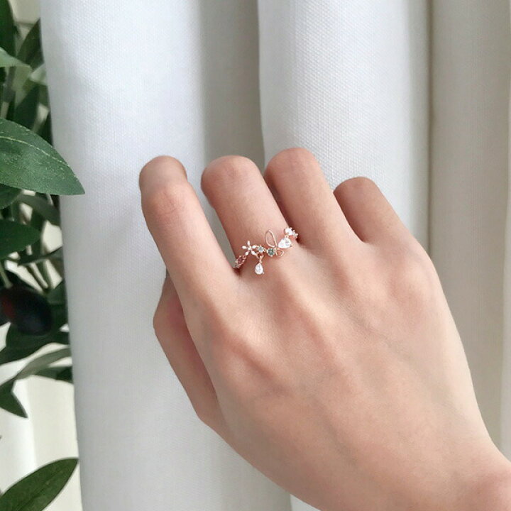 楽天市場】デザインリング 花 パステルストーン ピンクゴールド 