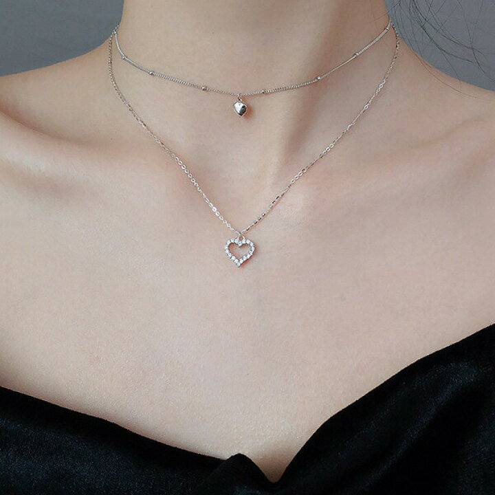 楽天市場】【送料無料】 ネックレス ハートモチーフ 2連ネックレス  