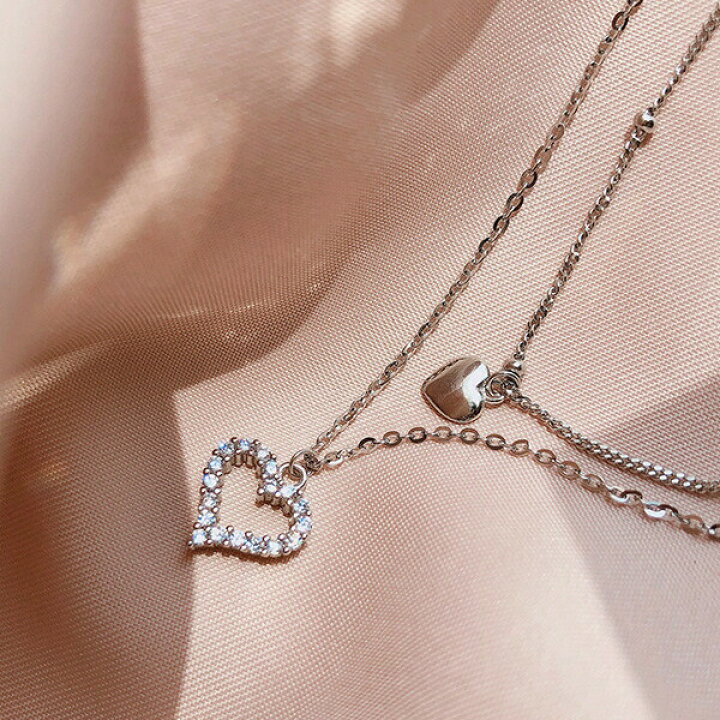 楽天市場】【送料無料】 ネックレス ハートモチーフ 2連ネックレス  