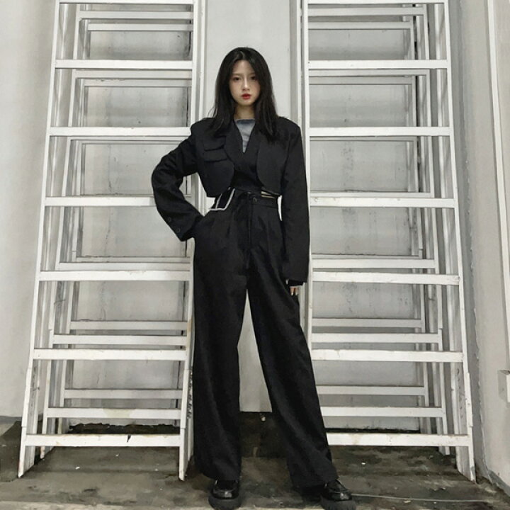 楽天市場 即納あり ショート丈ジャケット パンツ セットアップ 上下セット パンツスーツ グレー ブラック ダンス 衣装 ヒップホップ コスチューム 韓国ファッション 大きいサイズ 個性的 服 ダンス衣装decorative