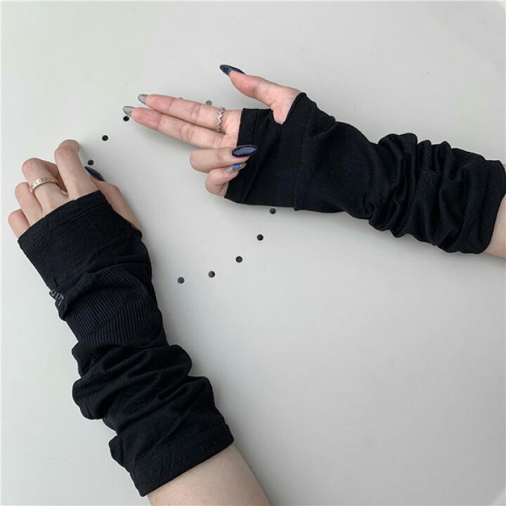 あり ニットグローブ アームウォーマー ダンス 衣装 ヒップホップ 無地 レディース 手袋 ボーダー柄 モノトーン 指なし 韓国
