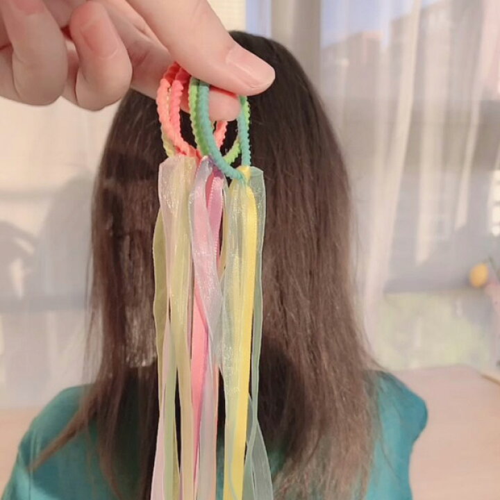 楽天市場】エクステ風 ヘアゴム 5個セット リボン レース カラフル 