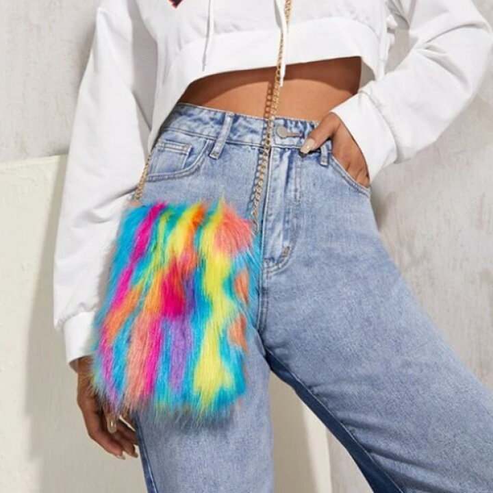 楽天市場】ショルダーバッグ エコファー チェーン ファーバッグ  