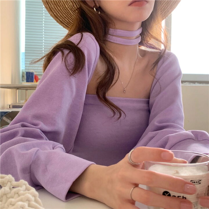 楽天市場】ショート丈 アンサンブル ベアトップ クロスネック 