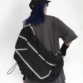 ボディバッグ メッセンジャーバッグ リフレクター 反射素材 ブラック 黒 ワンショルダー ショルダーバッグ 斜め掛け かばん 鞄 バッグ BAG ダンス 韓国ファッション 個性的