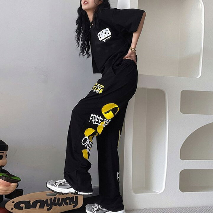 楽天市場】ワイドパンツ ジャージパンツ ロゴプリント バックプリント 
