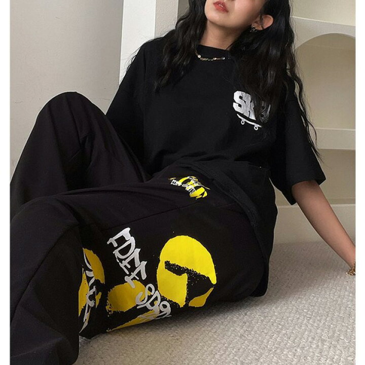 楽天市場】ワイドパンツ ジャージパンツ ロゴプリント バックプリント 