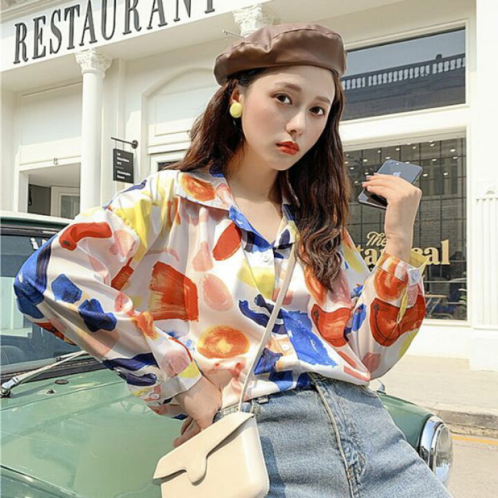 楽天市場 柄シャツ カラフル アート ペイント ビッグシルエット 長袖 トップス ダンス 衣装 ヒップホップ コスチューム 韓国ファッション 個性的 服 ダンス衣装decorative