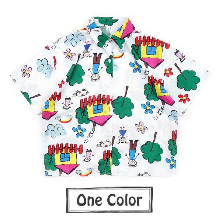楽天市場 即納あり 柄シャツ Kids風 イラスト ポップ カラフル 半袖 シャツ ダンス 衣装 ヒップホップ コスチューム 韓国ファッション 大きいサイズ 個性的 服 ダンス衣装decorative