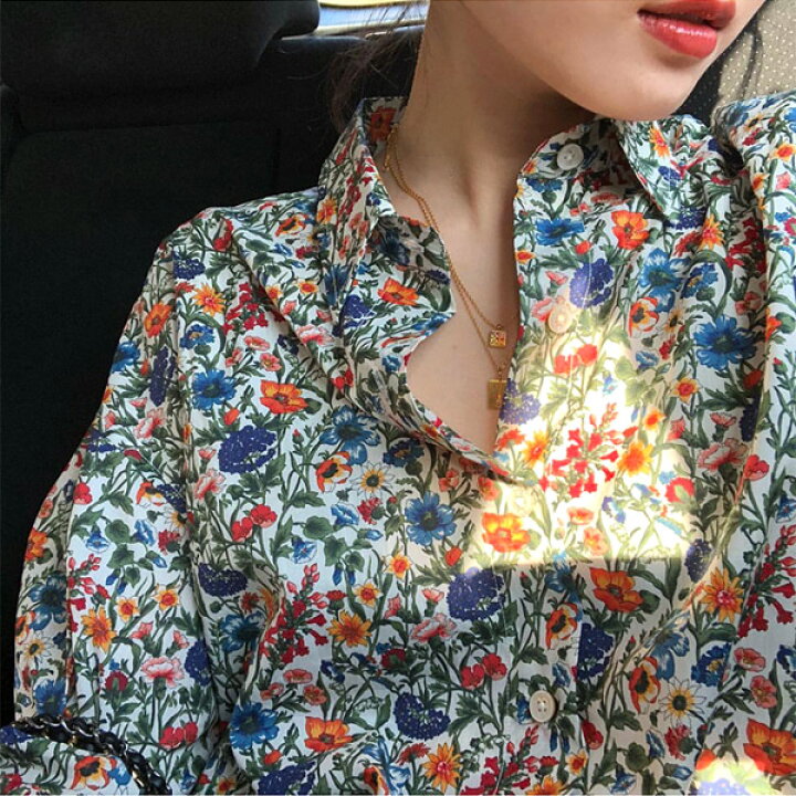 楽天市場】柄シャツ 花柄 ボタニカル柄 長袖シャツ オーバーサイズ