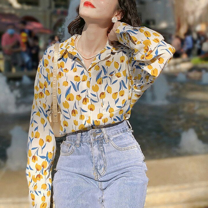 楽天市場】柄シャツ フラワー柄 小花柄 花柄 長袖シャツ オーバー  