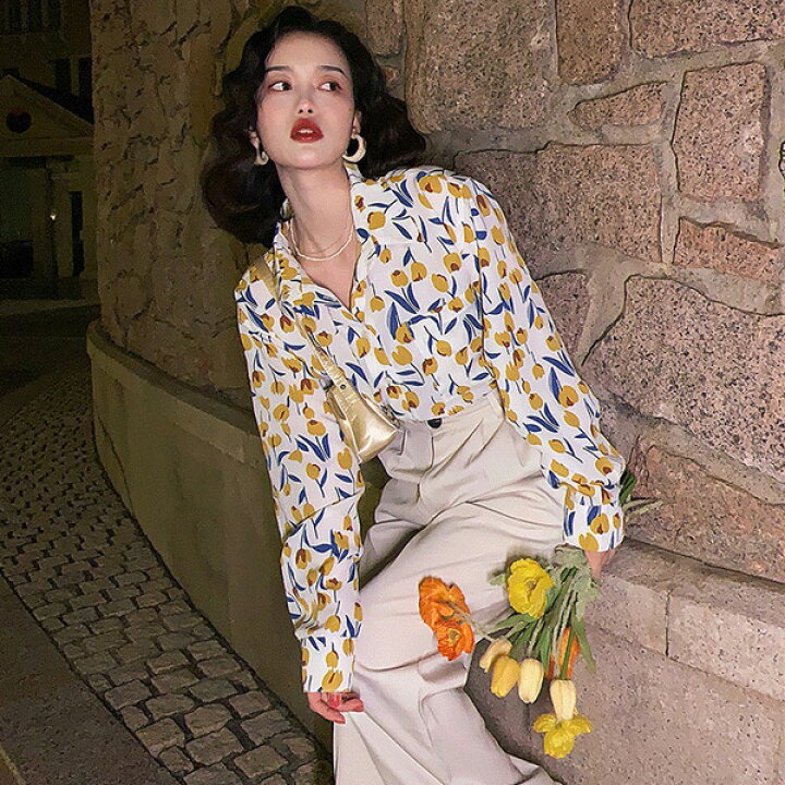楽天市場】柄シャツ フラワー柄 小花柄 花柄 長袖シャツ オーバー 