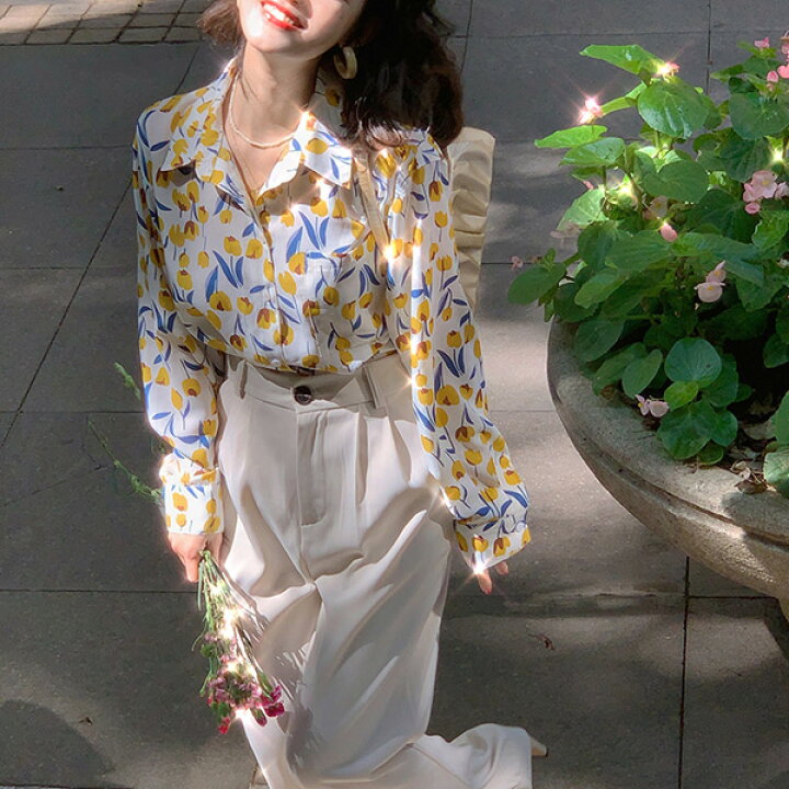 楽天市場】柄シャツ フラワー柄 小花柄 花柄 長袖シャツ オーバー 