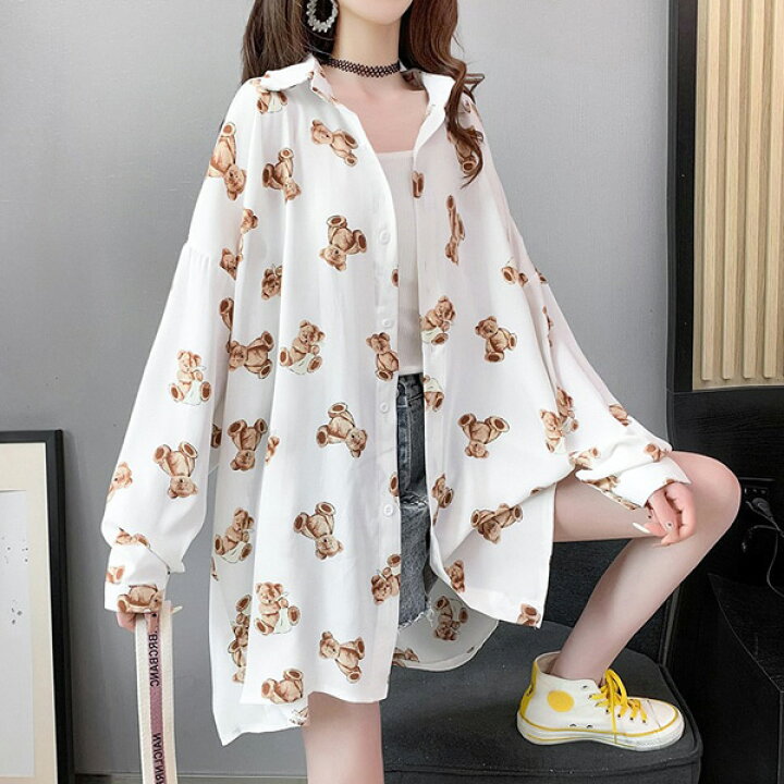 楽天市場】柄シャツ くま柄 BEAR柄 長袖 シャツ ベビー クマちゃん 