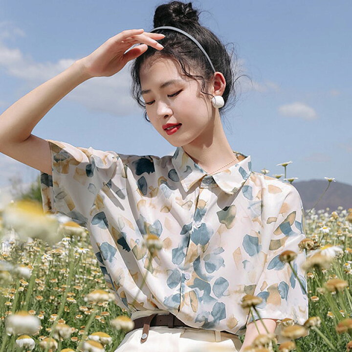 楽天市場】柄シャツ ぼかし柄 抽象柄 花びら 花 花柄 フラワー 
