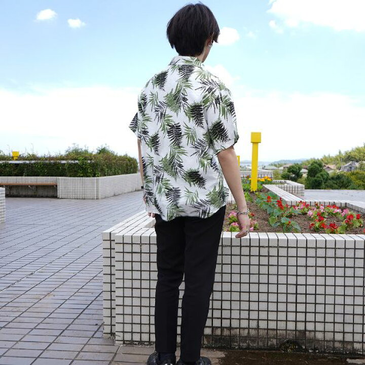 楽天市場 即納あり アロハシャツ 柄シャツ シャツ メンズ レディース 半袖 五分袖 リーフ柄 葉柄 植物柄 シダの葉 総柄 ダンス 衣装 ヒップホップ コスチューム 韓国ファッション ストリート系ファッション 大きいサイズ 個性的 ダンス衣装decorative