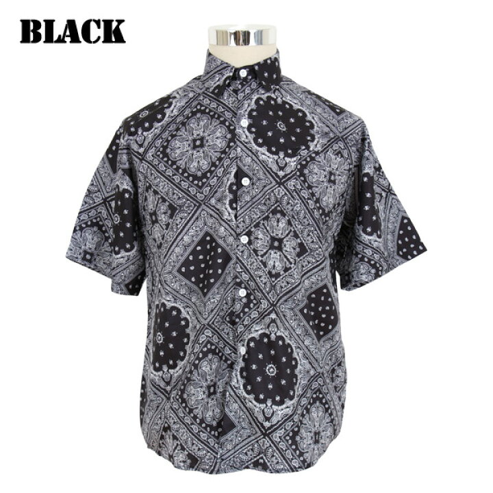 楽天市場】柄シャツ ペイズリー柄 半袖シャツ バンダナ柄 オーバー  