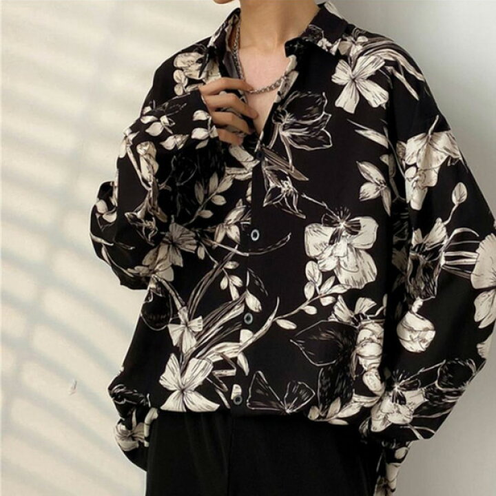 楽天市場】柄シャツ ボタニカル柄 長袖シャツ 和風 レトロ 花柄 セピア  