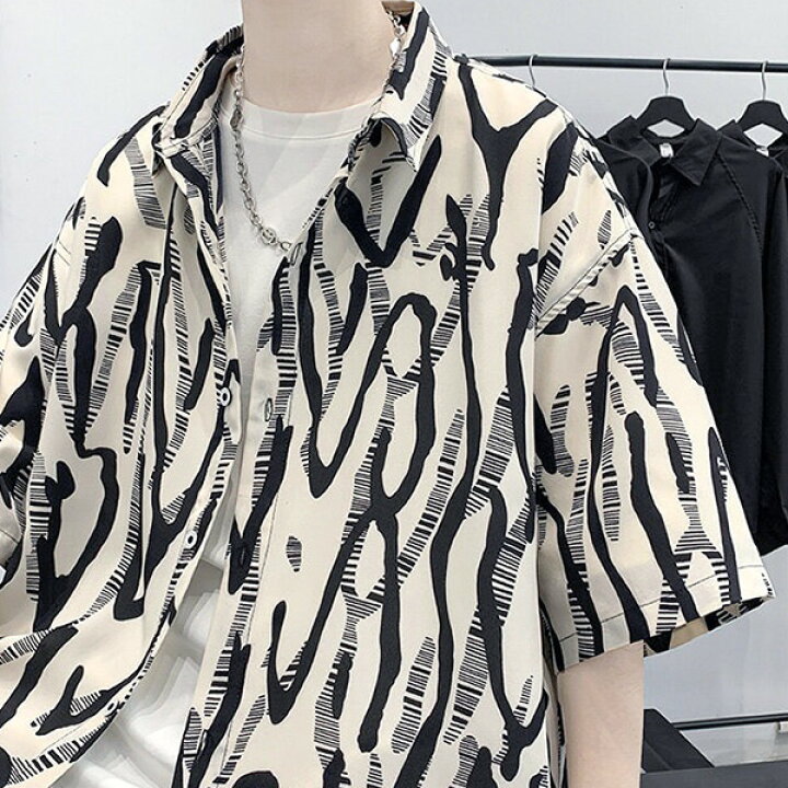 楽天市場】柄シャツ 謎柄 レア モノトーン うみへび柄 ペイント 落書き 